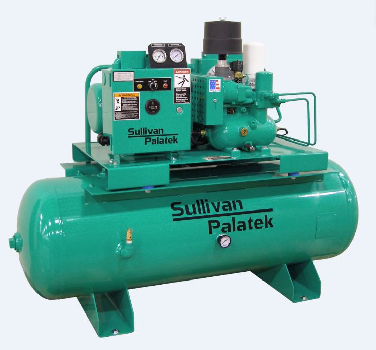 sullivan palatek 10M 10 HP base mount rotary screw air compressor with optional tank mount
